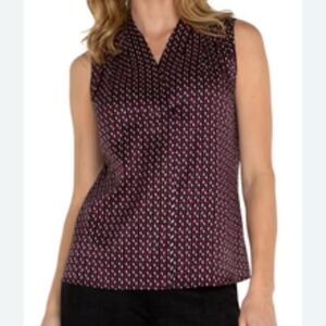 Liverpool Red and Black Sleeveless Fitted Blouse